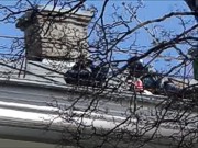 «Беркутовцы» с крыши дома на Институтской бросают гранаты на головы протестующим