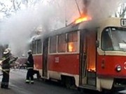 В Запорожье на остановке горел трамвай. Жертв нет