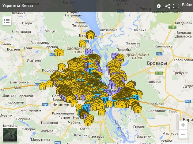 В Сети появилась интерактивная карта подземных укрытий Киева