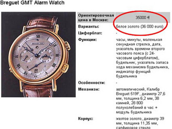 Глава РПЦ предпочитает Breguet за 30 тыс. евро