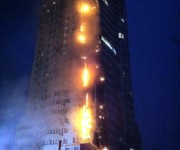 В Киеве снова горела высотка у метро «Шулявская»