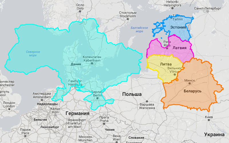 Украина, страны Балтии и Беларусь